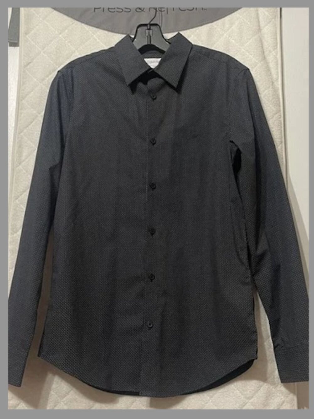 Calvin Klein Men's Black Dotted Long Sleeve Dress Shirt Size Small